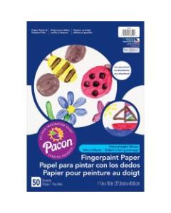 Pacon Fingerpaint Paper - 50 Sheets - 11in x 16in - White Paper - Non Absorbant, Bleed Resistant, Smear Resistant - 1 / Pack