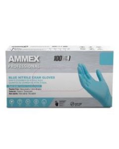 Ammex Professional Powder-Free Exam-Grade Nitrile Gloves, X-Large, Blue, Box Of 100 Gloves