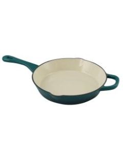 Crock-Pot Artisan Round Enameled Cast Iron Skillet, 10in, Teal Ombre