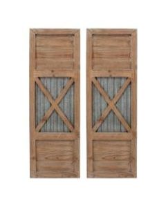 FirsTime & Co. Raleigh Shutter Wall Plaque Set, 36inH x 12inW x 1inD, Natural/Antique Silver, Set Of 2 Plaques