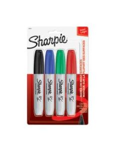Sharpie Permanent Markers, Chisel Tip, Assorted Ink Colors, Pack Of 4 Markers