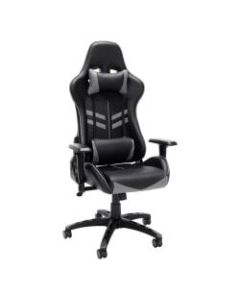 Essentials By OFM Racing-Style Bonded Leather High-Back Gaming Chair, Gray/Black