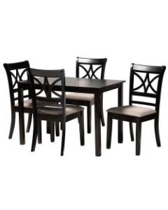 Baxton Studio Clarke 5-Piece Dining Set, 29-1/8inH x 43-5/16inW x 27-9/16inD, Sand/Espresso
