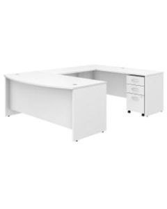 Bush Business Furniture Studio C U Shaped Desk with Mobile File Cabinet, 72inW x 36inD, White, Standard Delivery