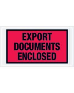 Tape Logic Preprinted Packing List Envelopes, Export Documents Enclosed, 5 1/2in x 10in, Red, Case Of 1,000