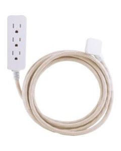 Cordinate 3 Outlet Extension Cord with Surge Protection, 10ft Braided Cord, Brown/White, 37916