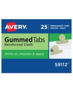 Avery Gummed Index Tabs, Round, Gray Cloth, Box Of 25