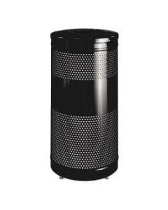 United Receptacle 30% Recycled Heavy-Gauge Steel Receptacle, 35 1/2inH x 18inW, 25-Gallon, Black
