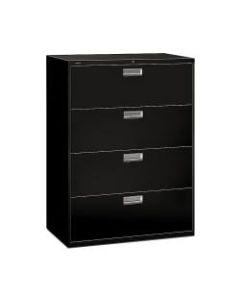 HON Brigade 600 42inW Lateral 4-Drawer File Cabinet, Metal, Black