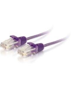C2G 7ft Cat6 Snagless Unshielded (UTP) Slim Ethernet Network Patch Cable - Purple - 7 ft Category 6 Network Cable for Network Device - First End: 1 x RJ-45 Male Network - Second End: 1 x RJ-45 Male Network - Patch Cable - 28 AWG - Purple