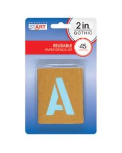 Creative Start Stencil Kit, Reusable Paper, Letters, Numbers and Symbols, Gothic, 2in, 45 Characters