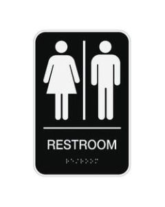 Cosco ADA Mens/Womens/Unisex Restroom Sign, 6in x 9in, Black