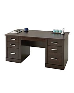 Sauder Office Port 66inW Executive Desk, Dark Alder