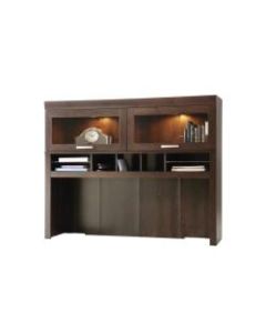 Sauder Office Port Computer Credenza Hutch, Dark Alder