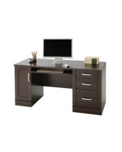 Sauder Office Port 60inW Computer Credenza, Dark Alder