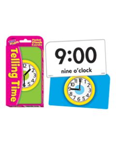 TREND Pocket Flash Cards, 3 1/8in x 5 1/4in, Telling Time, Box Of 56