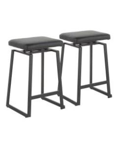 LumiSource Geo Upholstered Counter Stools, Black, Set Of 2 Stools
