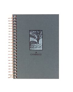 Mead Fashion Wire Bound Notebook - 140 Sheets - Wire Bound - 0.28in Ruled - 5in x 7in - White Paper - Navy Cover - Cardboard Cover - Pocket, Perforated - 1Each