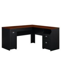 Bush Furniture Fairview L Shaped Desk, Antique Black/Hansen Cherry, Standard Delivery