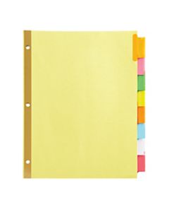 Office Depot Brand Insertable Tab Dividers, 8-Tab, Buff Paper, Multicolor Tabs, Pack Of 3