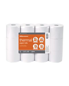 Office Depot Brand Thermal Paper Rolls, 2-1/4in x 85ft, White, Pack of 12