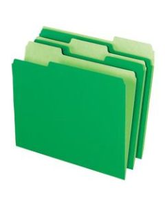 Office Depot Brand 2-Tone File Folders, 1/3 Cut, Letter Size, Bright Green, Box Of 100