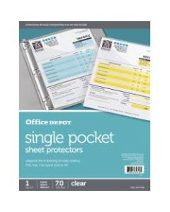 Office Depot Brand Single Pocket Sheet Protectors, 8-1/2in x 11in, Clear, Pack of 5