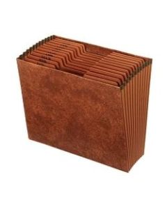 Office Depot Brand Faux Leather Expanding File, Jan-Dec, 12 Pockets, Letter Size (8-1/2in x 11in), 1in Expansion, Brown
