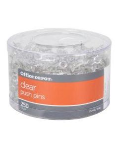 Office Depot Brand Pushpins, Standard, 1/2in, Clear, Pack Of 250