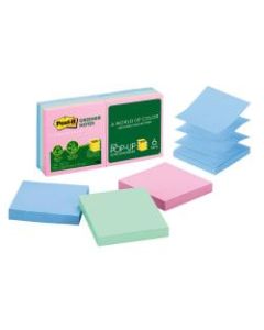 Post it Greener Pop up Notes, 100% Recycled, 3in x 3in, Helsinki, Pack Of 6 Pads