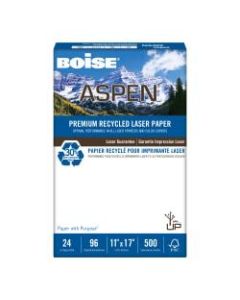 Boise ASPEN Laser Paper, Ledger Size (11in x 17in), 96 (U.S.) Brightness, 24 Lb, 30% Recycled, FSC Certified, White, Ream Of 500 Sheets