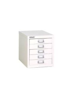 Bisley 15inD Vertical 5-Drawer Storage Cabinet, Metal, White