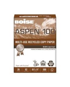 Boise ASPEN 100 Multi-Use Paper, Letter Size (8 1/2in x 11in), 92 (U.S.) Brightness, 20 Lb, 100% Recycled, FSC Certified, Ream Of 500 Sheets