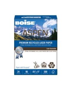 Boise ASPEN Laser Paper, Letter Size (8 1/2in x 11in), 96 (U.S.) Brightness, 24 Lb, 30% Recycled, FSC Certified, White, Ream Of 500 Sheets