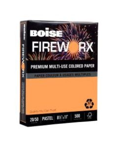 Boise FIREWORX Multi-Use Color Paper, Letter Size (8 1/2in x 11in), 20 Lb, 30% Recycled, FSC Certified, Pumpkin Glow, Ream Of 500 Sheets