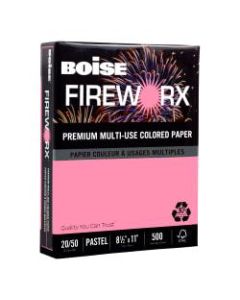 Boise FIREWORX Multi-Use Color Paper, Letter Size (8 1/2in x 11in), 20 Lb, 30% Recycled, FSC Certified, Cherry Charge, Ream Of 500 Sheets