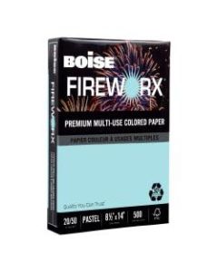 Boise FIREWORX Premium Multi-Use Color Paper, Legal Size (8 1/2in x 14in), 20 Lb, 30% Recycled, FSC Certified, Bottle Rocket Blue, Ream Of 500 Sheets