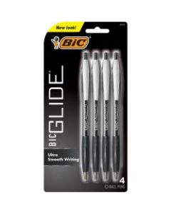 BIC Atlantis Retractable Ballpoint Pens, Medium Point, 1.0 mm, Black Ink, Pack Of 4