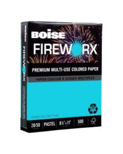 Boise FIREWORX Multi-Use Color Paper, Letter Size (8 1/2in x 11in), 20 Lb, 30% Recycled, FSC Certified, Turbulent Turquoise, Ream Of 500 Sheets