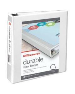 Office Depot Brand Durable View 3-Ring Binder, 2in Slant Rings, 49% Recycled, White