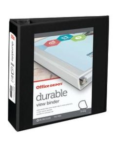 Office Depot Brand Durable View 3-Ring Binder, 3in Slant Rings, 49% Recycled, Black