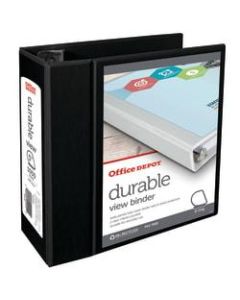 Office Depot Brand Durable View 3-Ring Binder, 5in Slant Rings, 49% Recycled, Black