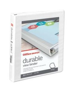 Office Depot Brand Durable View Slant-Ring 3-Ring Binder, 1in Slant Rings, 49% Recycled, White