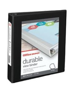 Office Depot Brand Durable View 3-Ring Binder, 1 1/2in Round Rings, 49% Recycled, Black