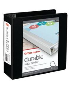 Office Depot Brand Durable View 3-Ring Binder, 4in Slant Rings, 49% Recycled, Black