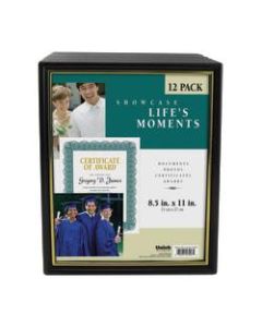 Uniek Corporate Document Frames, 8 1/2in x 11in, Black/Gold, Pack Of 12