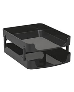 Officemate OIC 2200 Series Letter Trays, Front-Load, 5 1/2in x 10in x 13 1/2in, Black, Pack Of 2