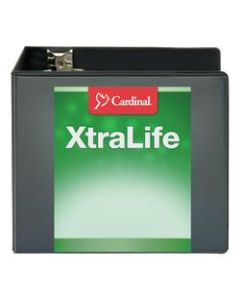 Cardinal XtraLife ClearVue Nonstick Locking Slant 3-Ring Binder, 6in D-Rings, 52% Recycled, Black