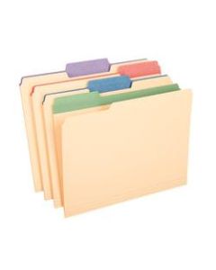 Pendaflex Color Tab File Folders, 1/3 Cut, 8 1/2in x 11in, Letter Size, Assorted Colors, Box Of 50