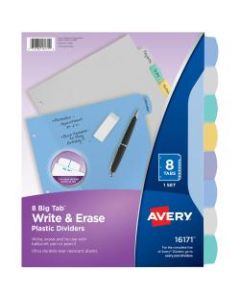 Avery Durable Write-On Plastic Dividers With Erasable Tabs, 8 1/2in x 11in, Multicolor, 8 Tabs